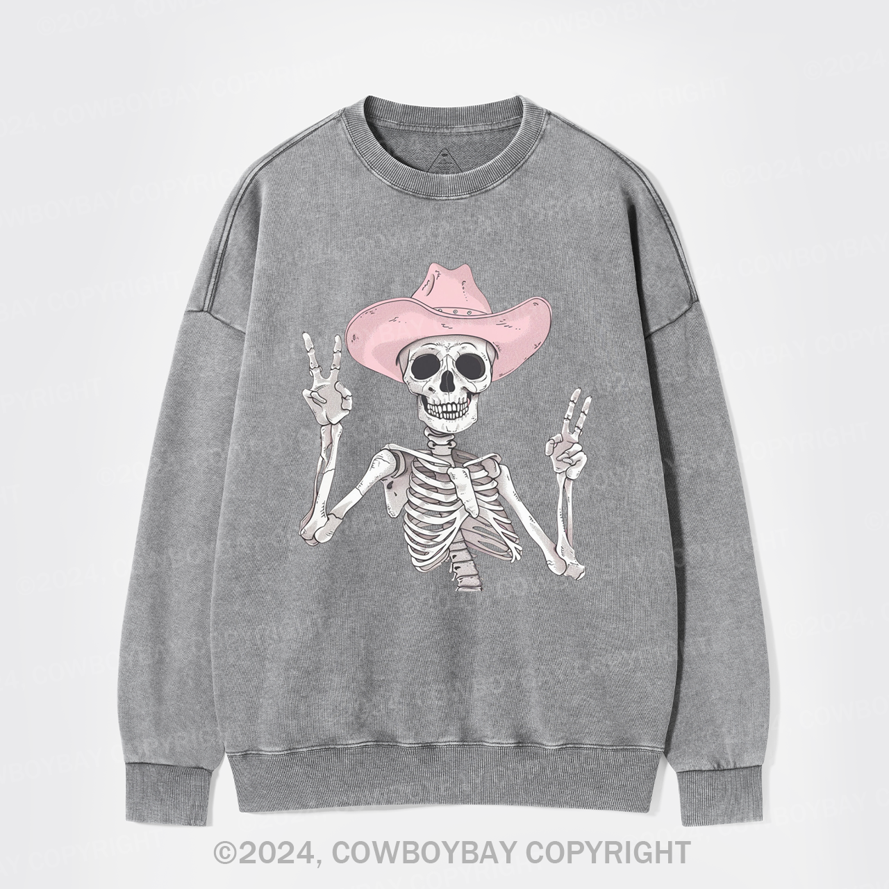 The Pink Skull Is Halloween Washed Sweatshirts