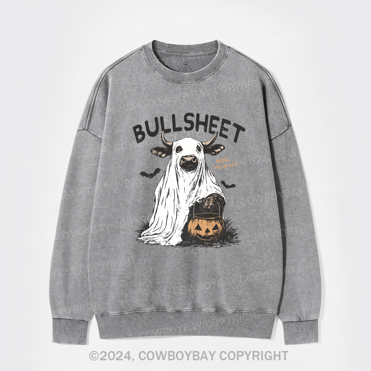 Funny Halloween Bullsheet Washed Sweatshirts