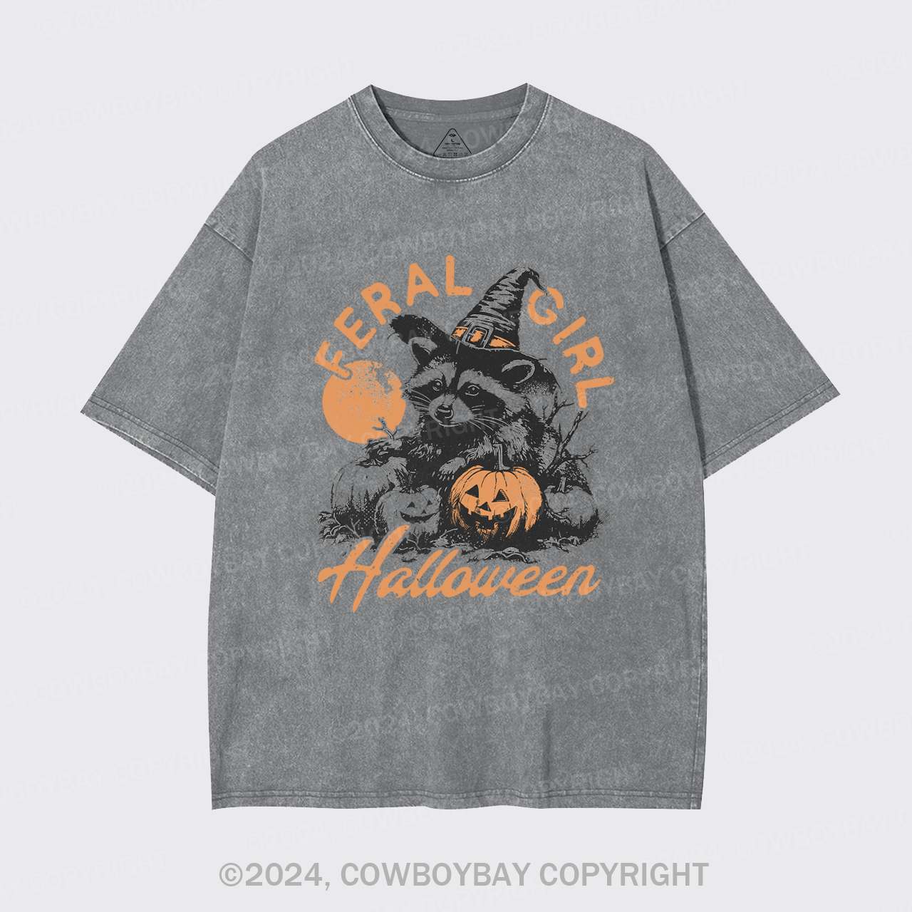Halloween Feral girl Raccoon Garment-dye Tees