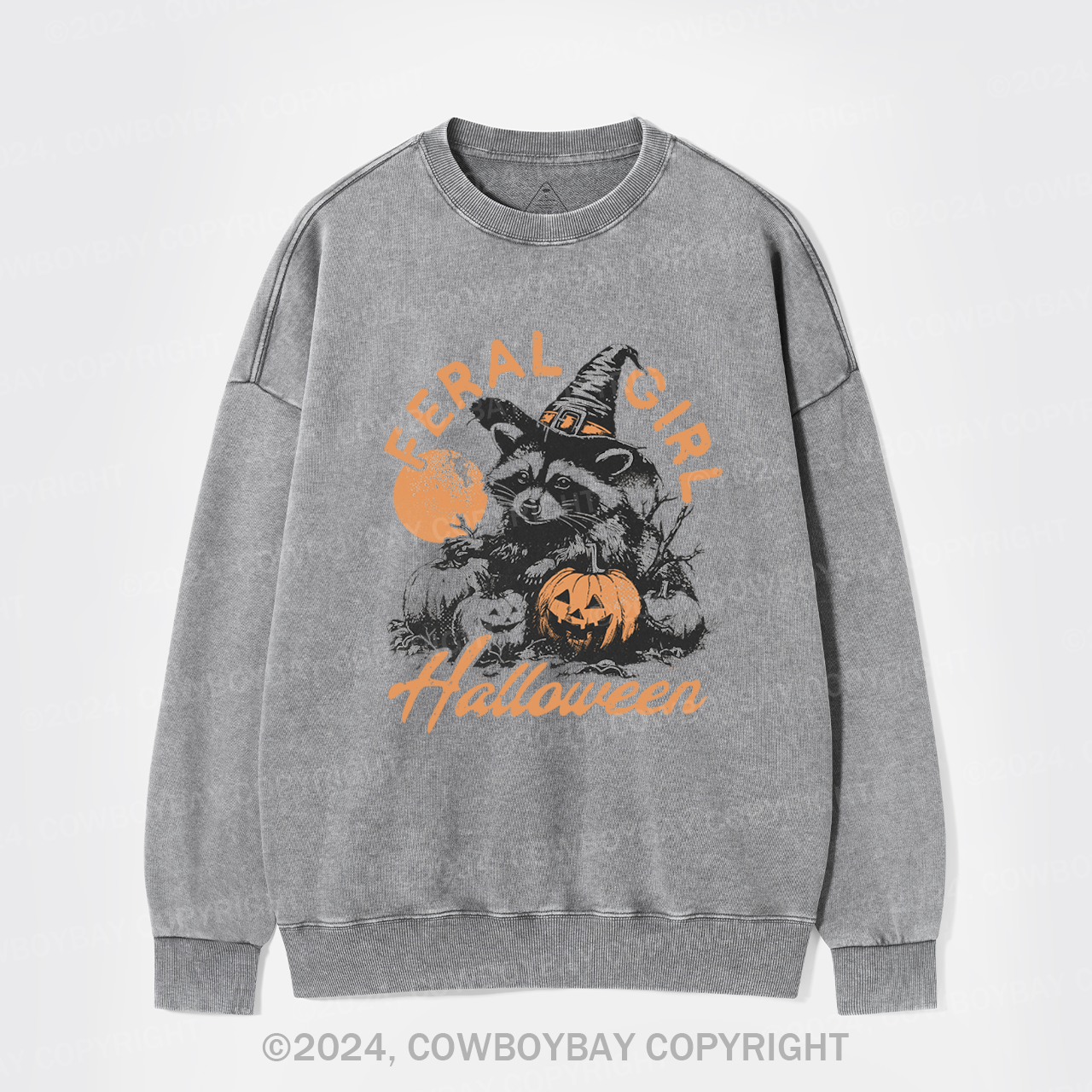 Halloween Feral Girl Raccoon Washed Sweatshirts