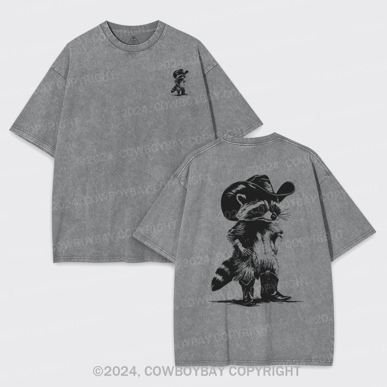 Western Vintage Cowboy Racoon Garment-dye Tees