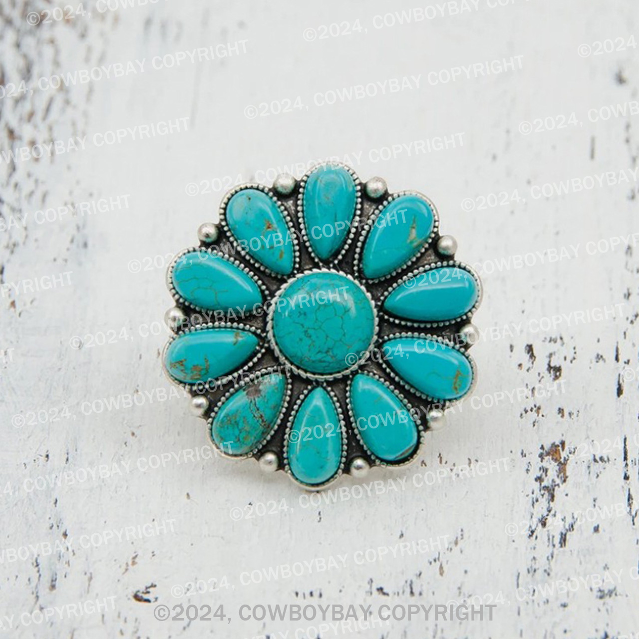 Vintage Flower Turquoise Ring
