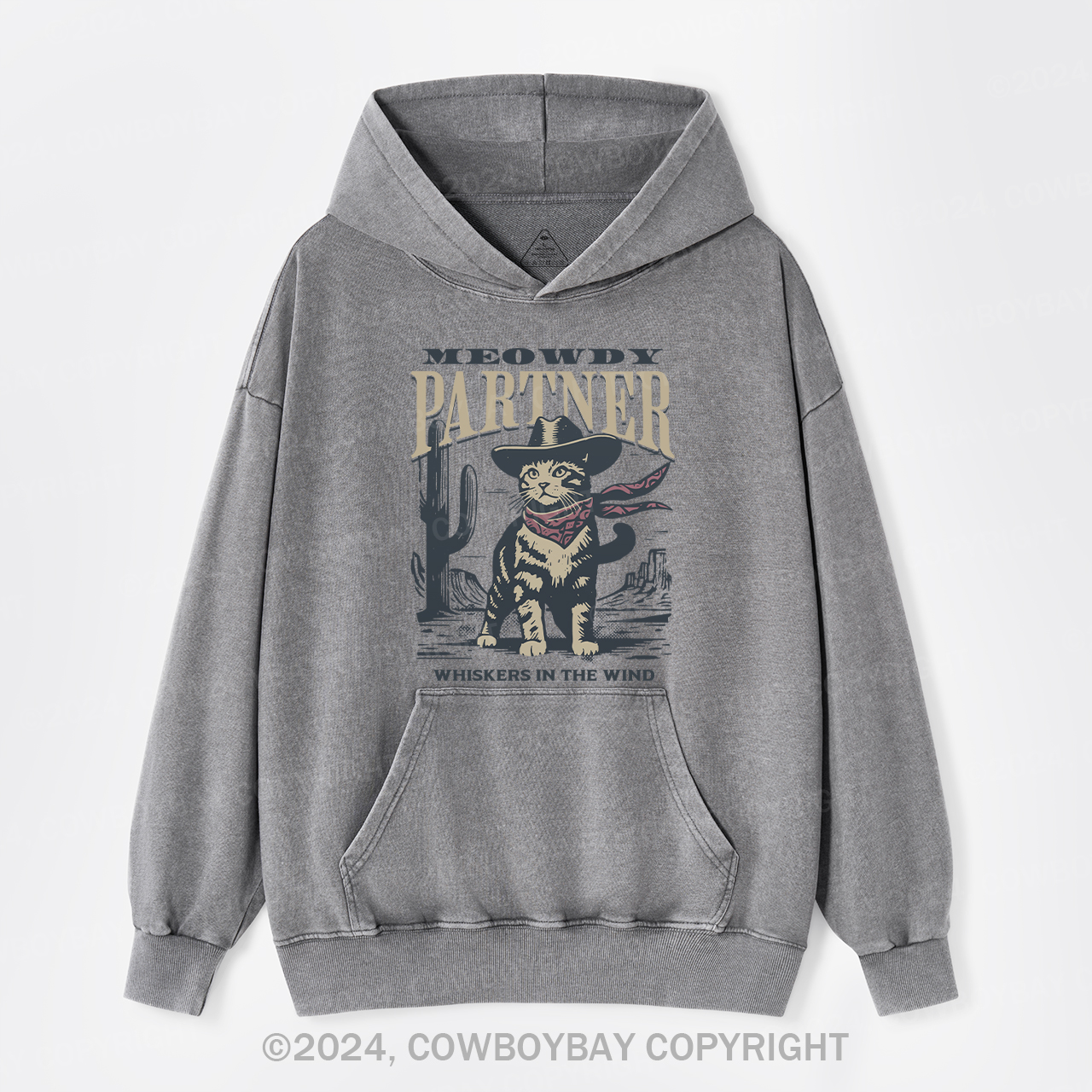 Meowdy Partner Cowboy Cat Garment-Dye Hoodies
