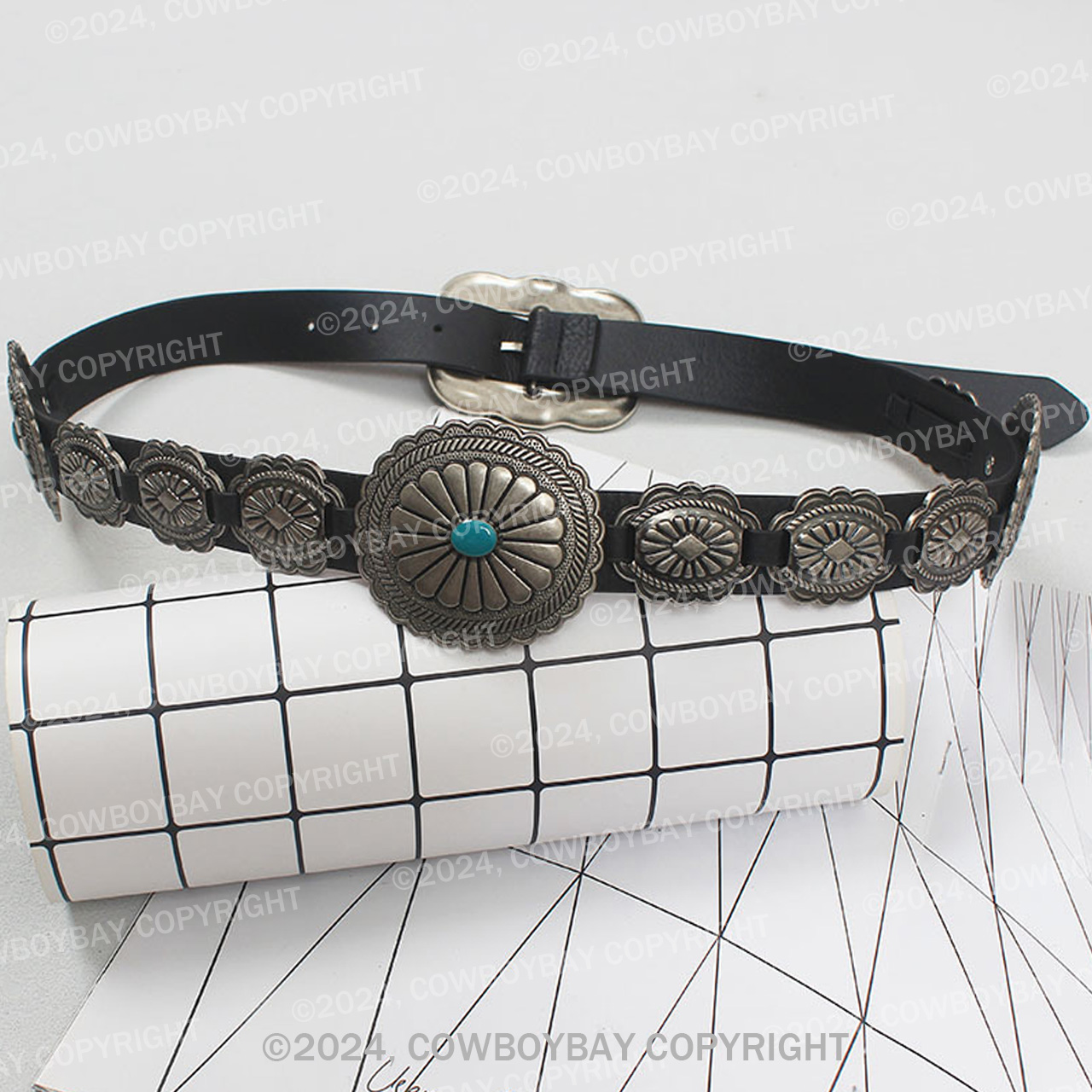 Vintage Western Cowboy Turquoise Belt