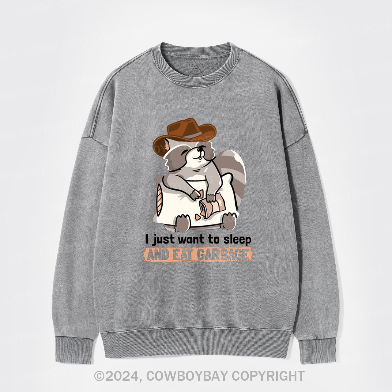 Sleep And Eat Garbage Washed Sweatshirts