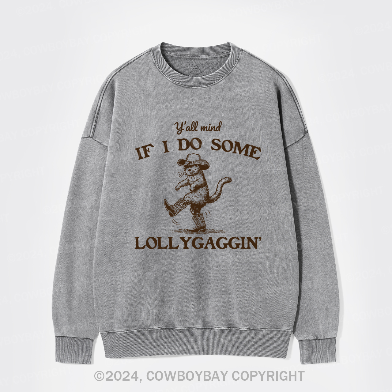 Sneaky Cowboy Cat Washed Sweatshirts