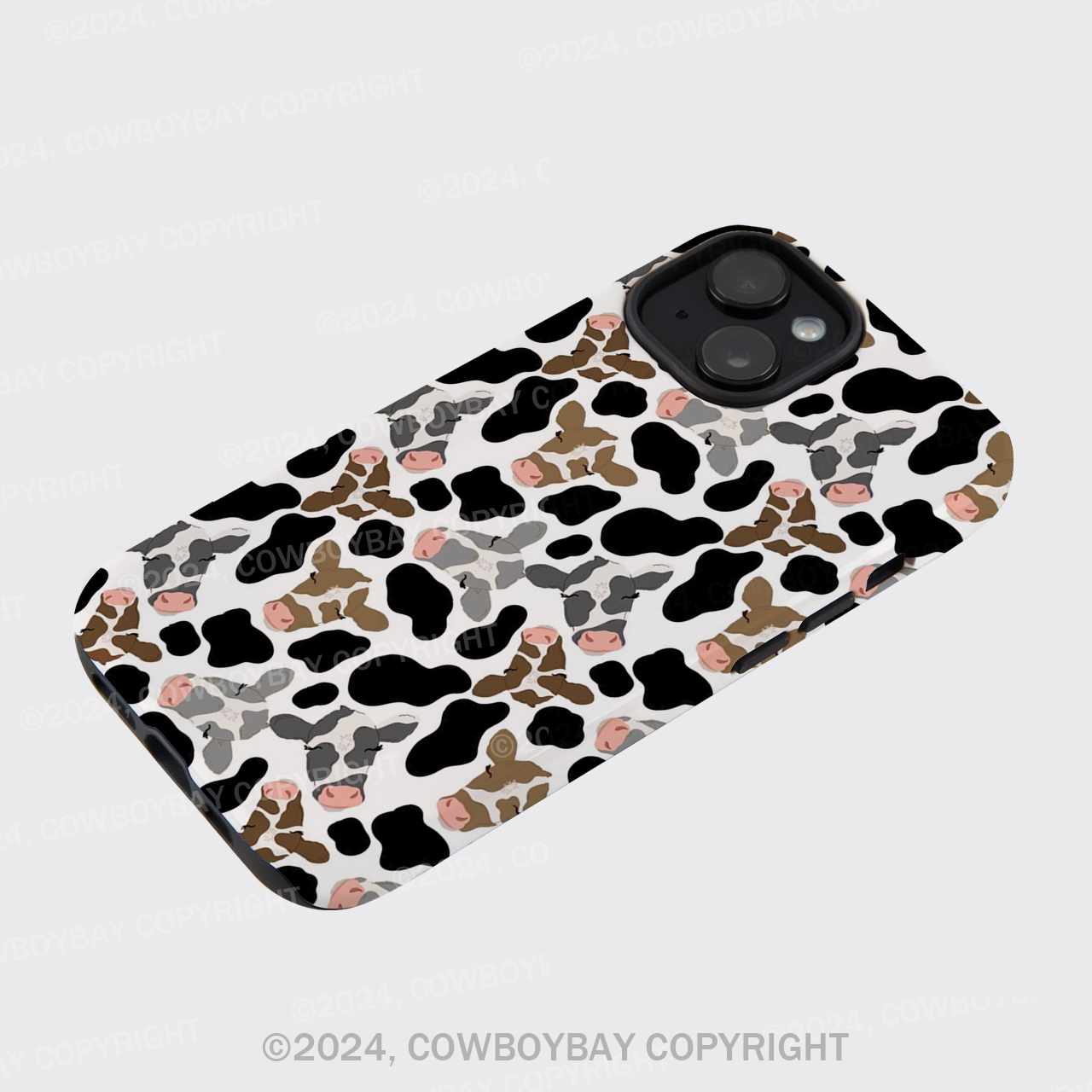 Cow Pattern Tri-color Phone Case
