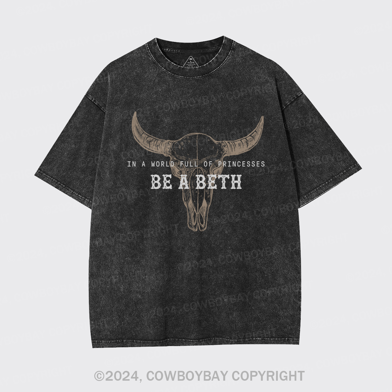 Cowboybay,Boho Cow Skull Garment-dye Tees
