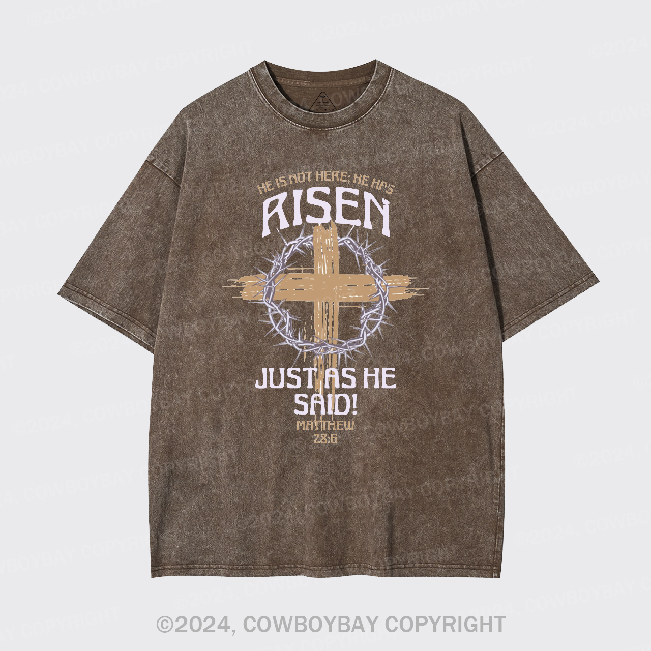 Retro He Is Not Here He Is Risen Garment-dye Tees