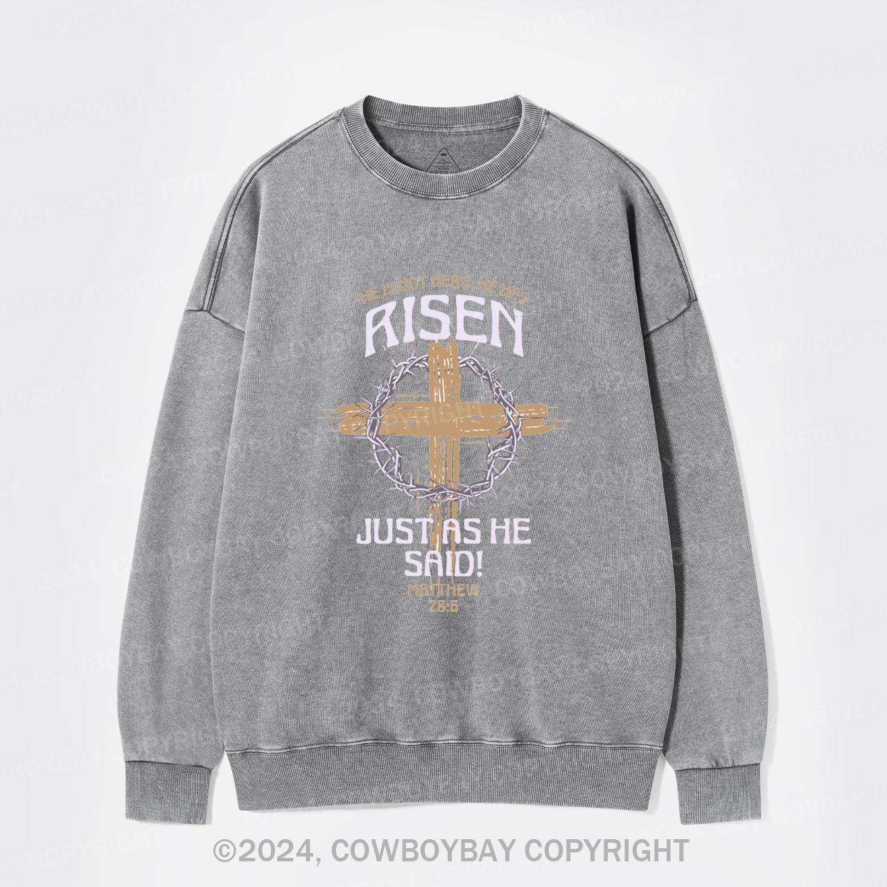 Retro He Is Not Here He Is Risen Washed Sweatshirts