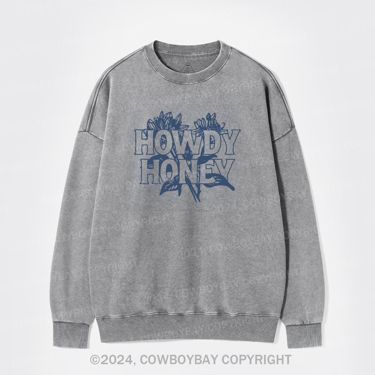 Howdy Honey Honeysuckle Plant Washed Sweatshirts