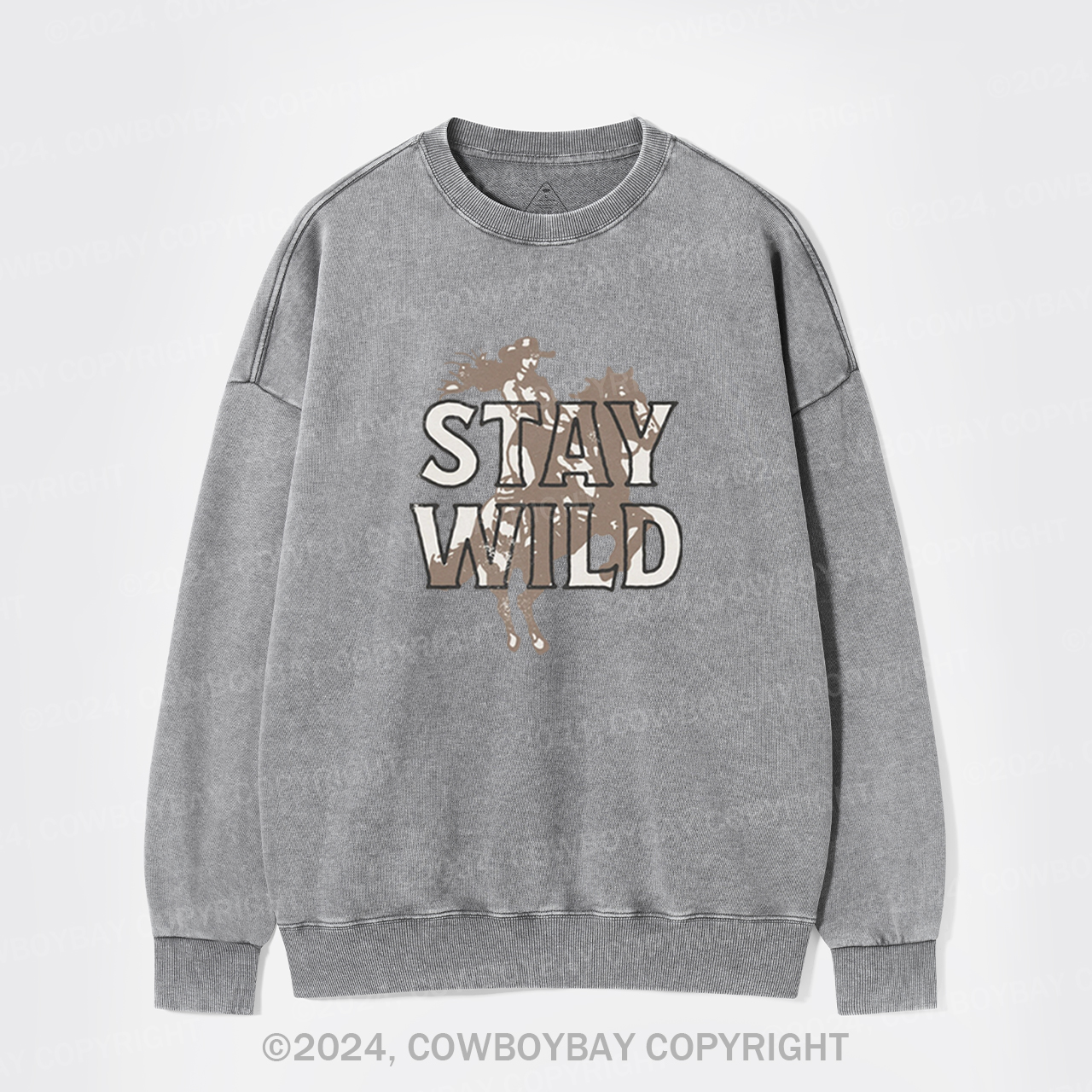 Stay Wild Cowgirl Horse Western Washed Sweatshirts