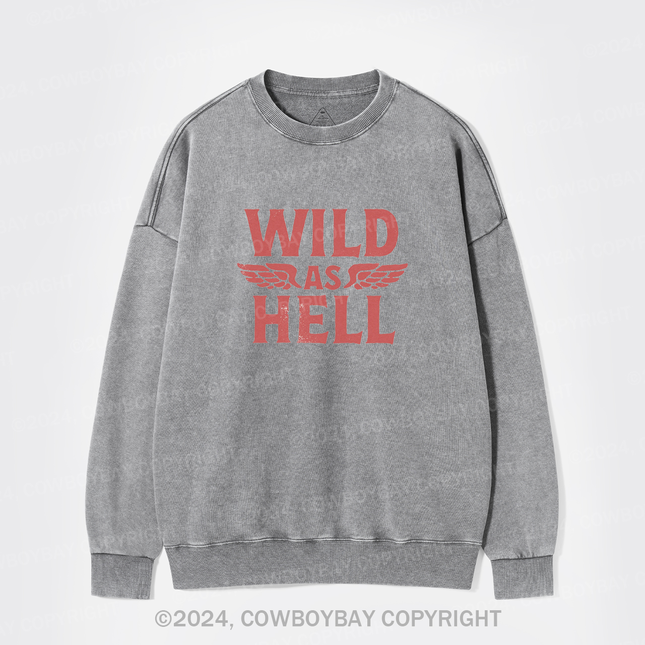 Wild As Hell Wings Rock N Roll Cowgirl Washed Sweatshirts