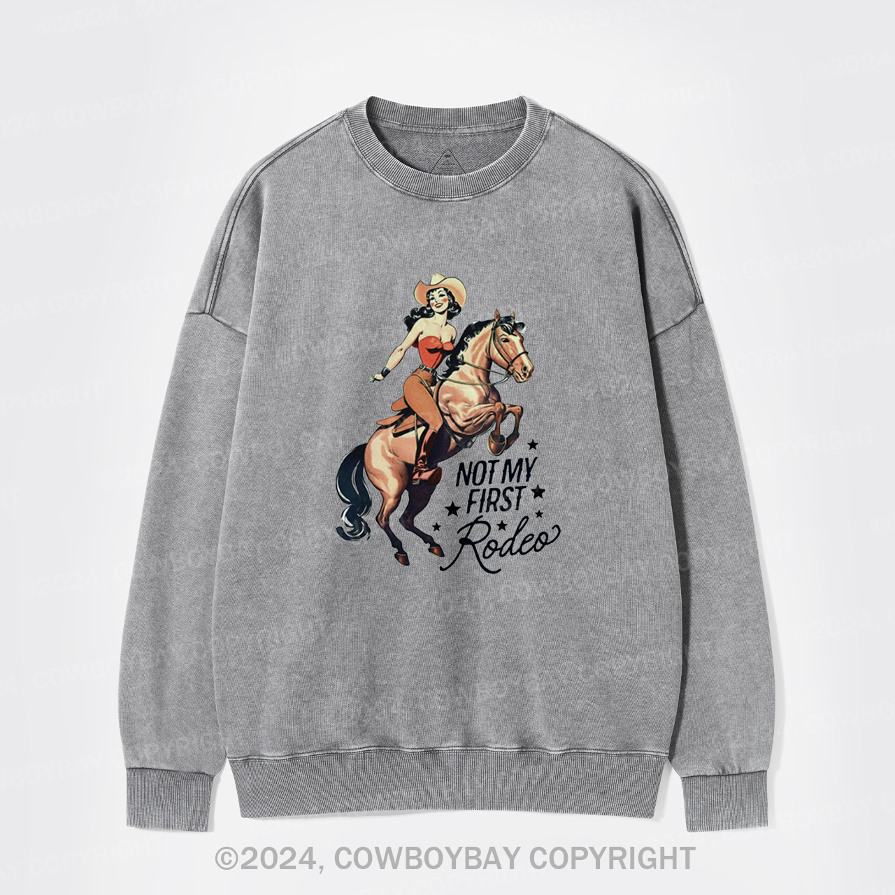 Retro Rodeo Cowgirl Washed Sweatshirts