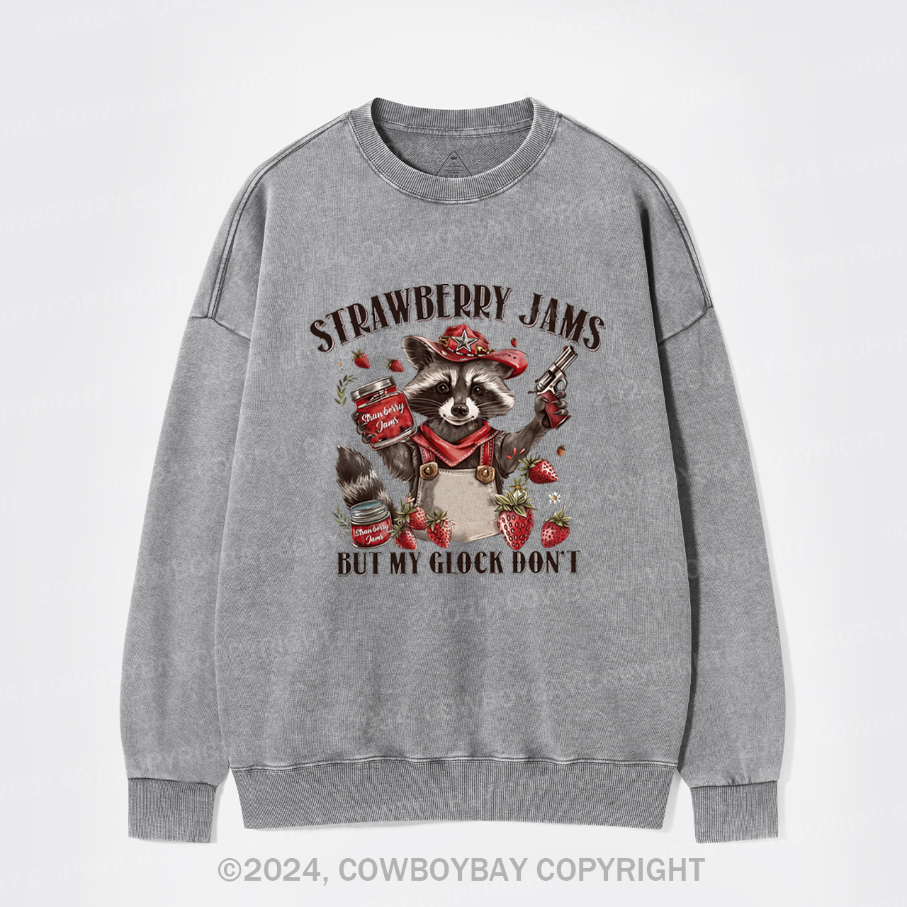 Vintage Strawberry Jams But My Glock Don't Washed Sweatshirts