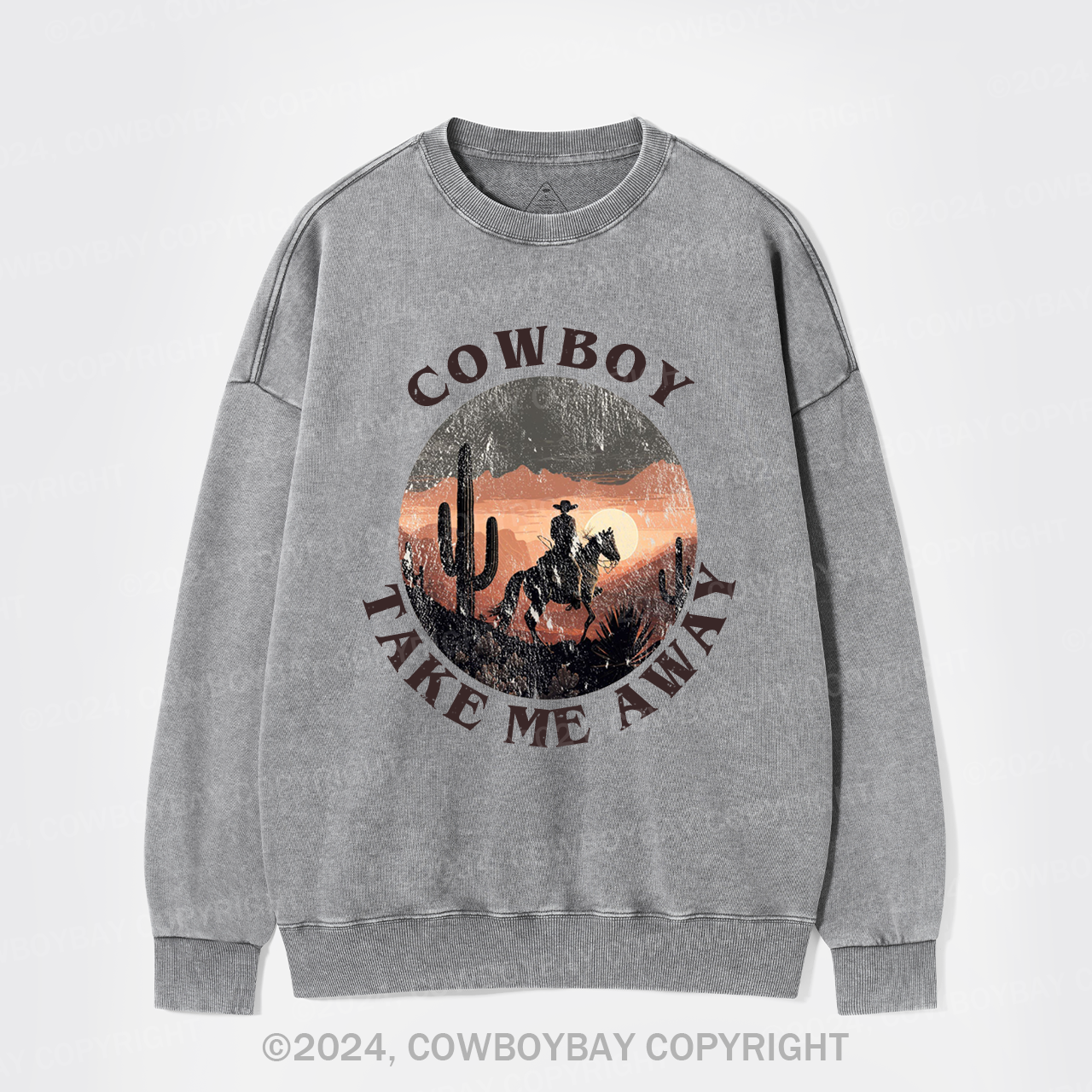 Cowboy Take Me Away Cute Farm Washed Sweatshirts