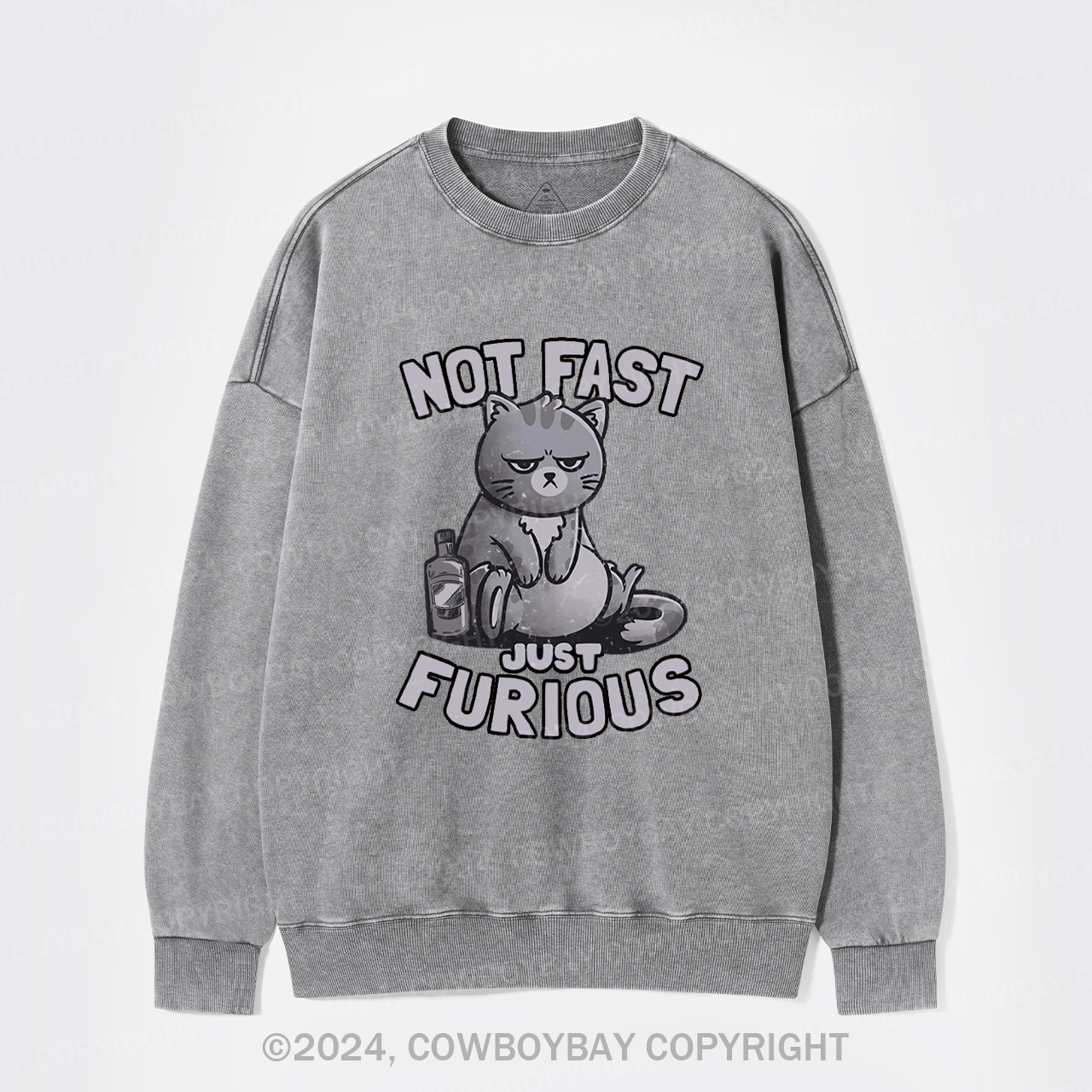 Not Fast Just Furious Cat Washed Sweatshirts