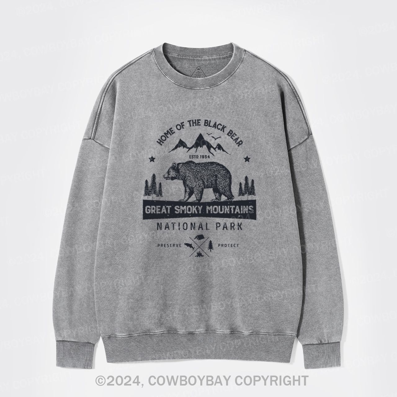 Great Smoky Mountains Home Of The Black Bear Washed Sweatshirts