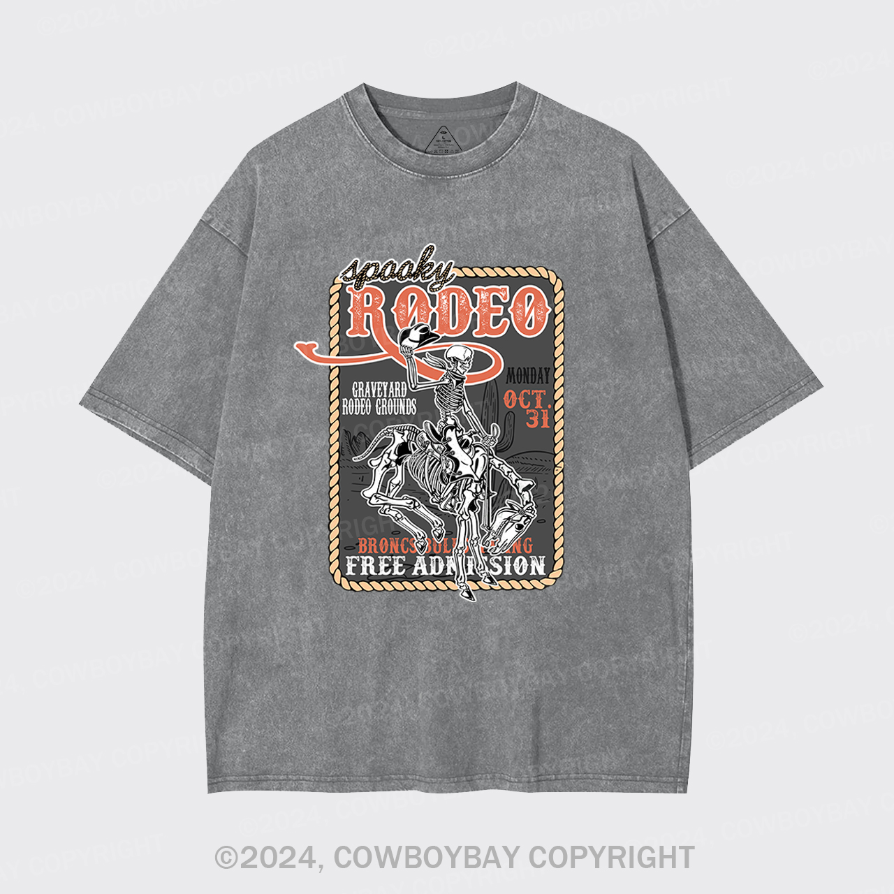Funny Skeletons In Weird Rodeo Garment-dye Tees