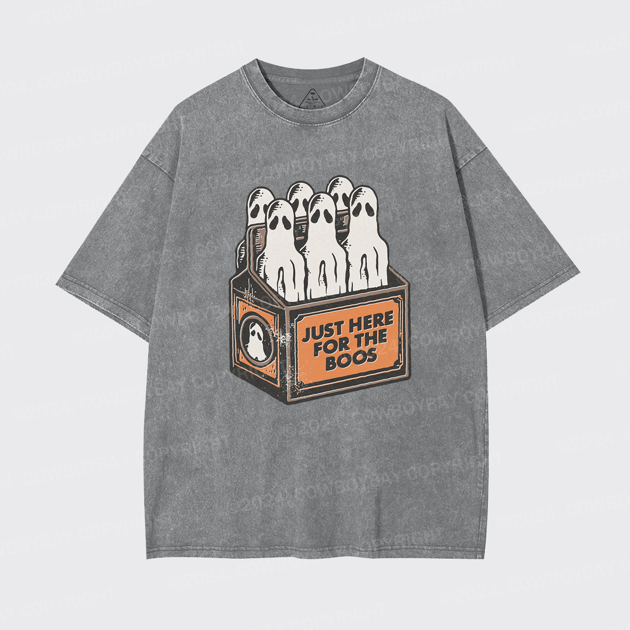 Here For The Boos 6 Pack Booze Ghost Beer Bottles Garment-dye Tees