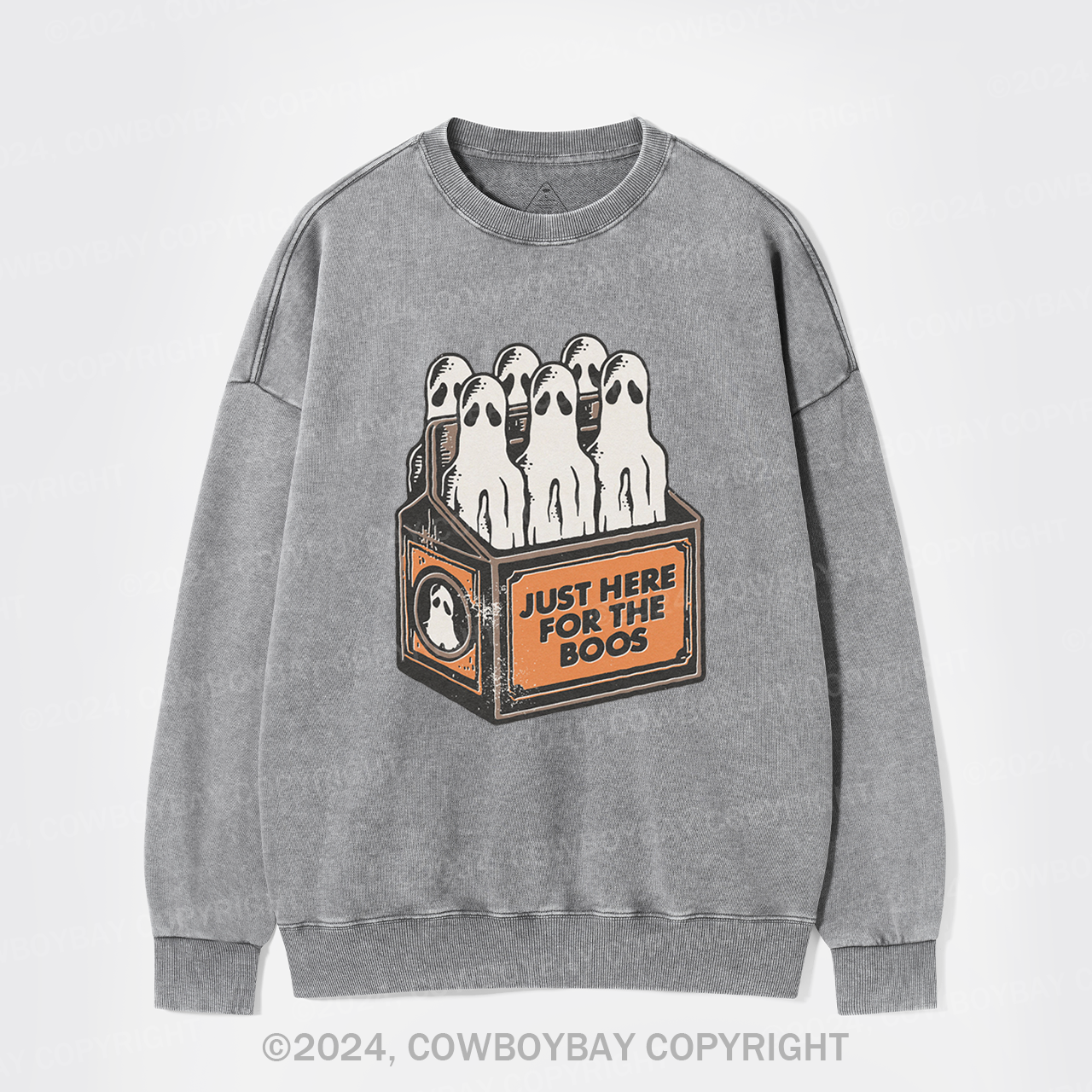 Here For The Boos 6 Pack Booze Ghost Beer Bottles Washed Sweatshirts