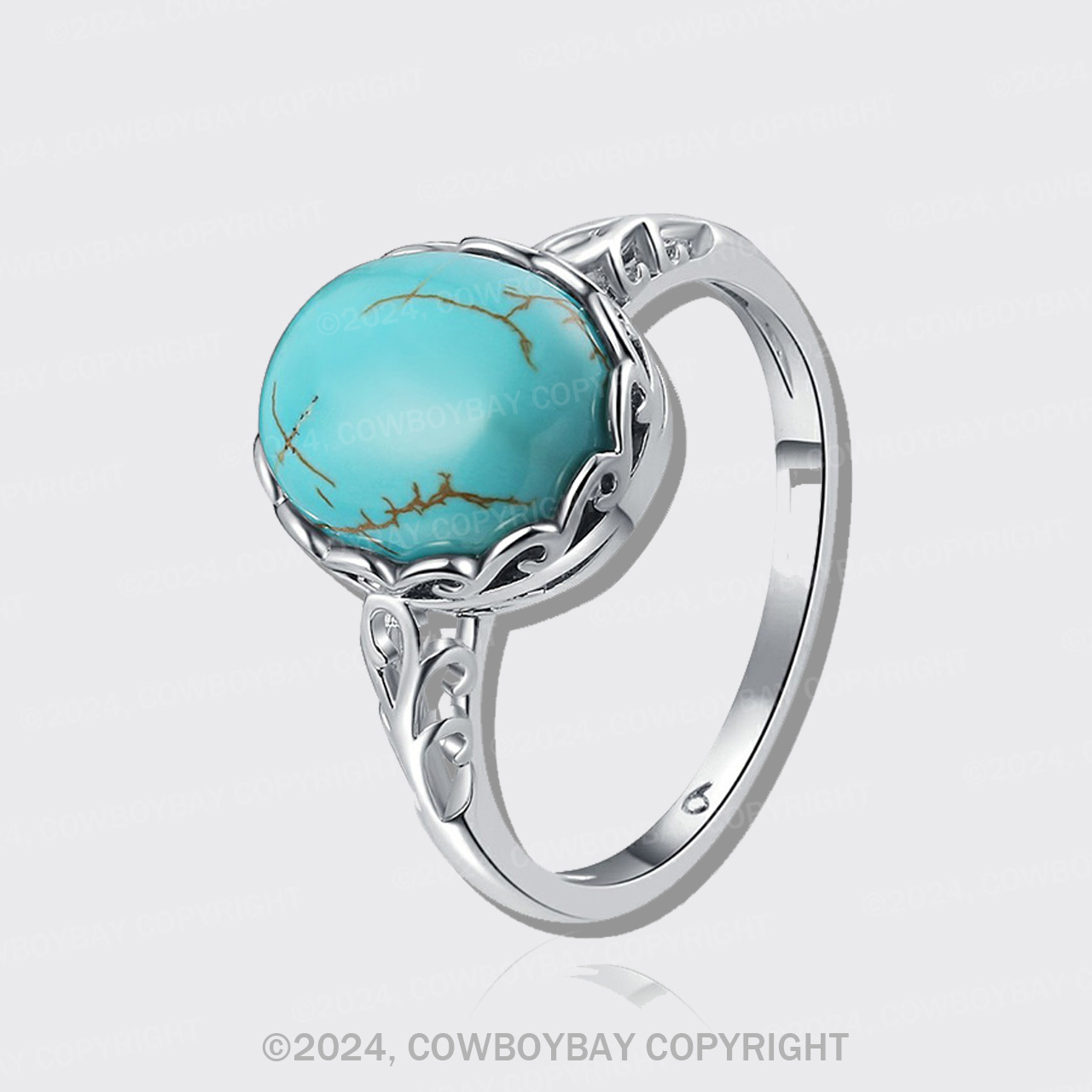 Turquoise Openwork Flower Ring