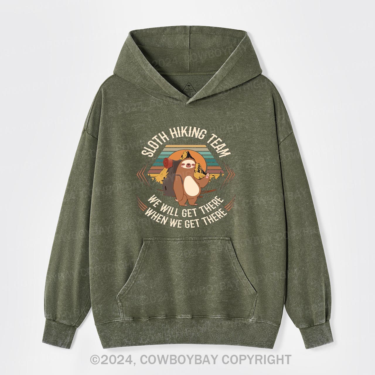 Sloth Hiking Team Garment-Dye Hoodies