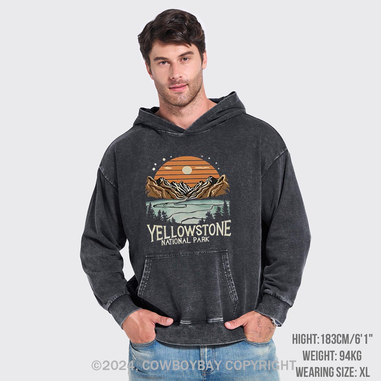 Retro Yellowstone National Park Garment-Dye Hoodies