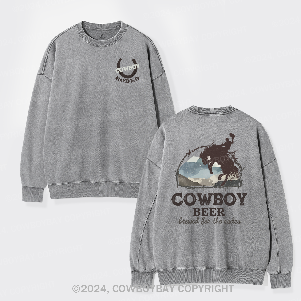 Beers Brewed for The Cowboy Rodeo Washed Sweatshirts