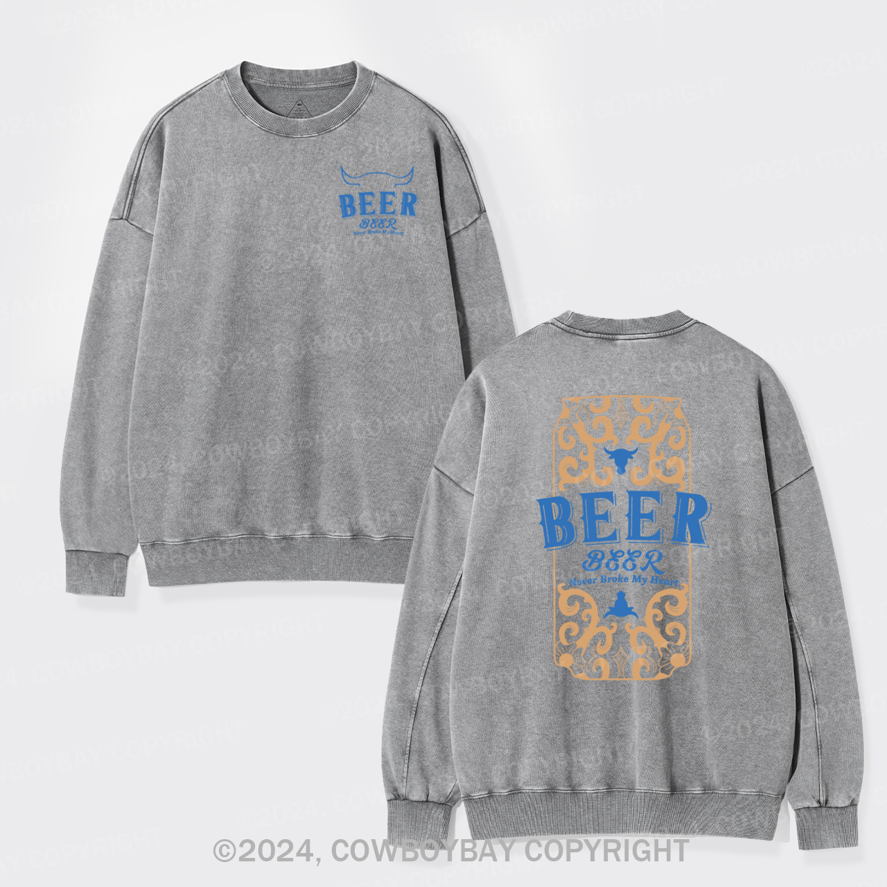 Bull's Head With Beer Washed Sweatshirts