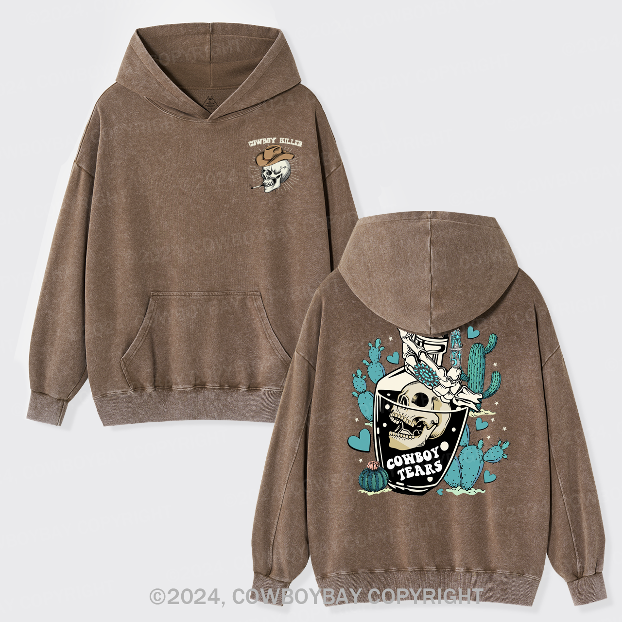 Western Turquoise Jewelry Garment-Dye Hoodies