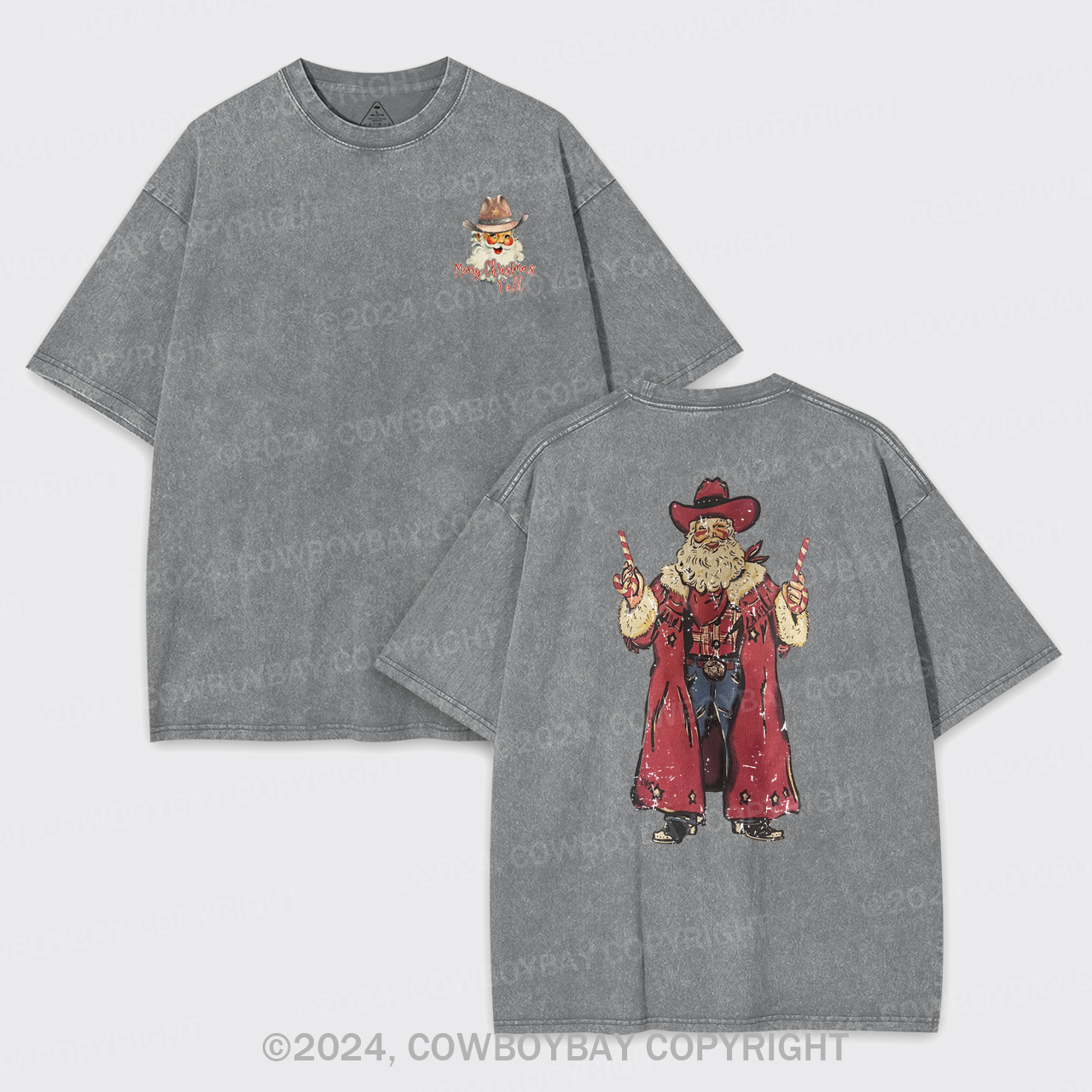Christmas Cowboy Santa Garment-dye Tees