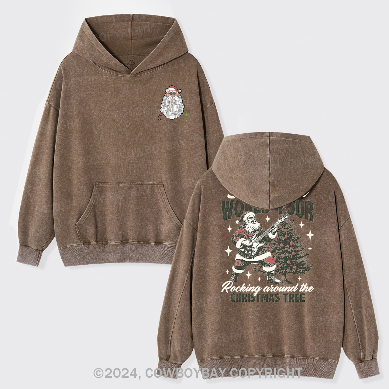 Retro Santa Claus Garment-Dye Hoodies