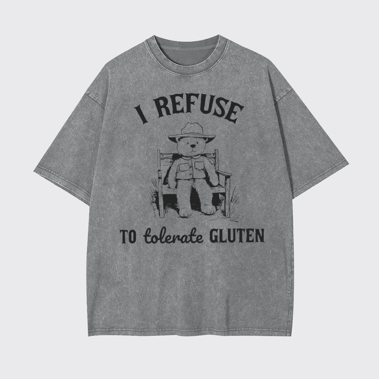 Bear Refuse to Tolerate Gluten Garment-dye Tees