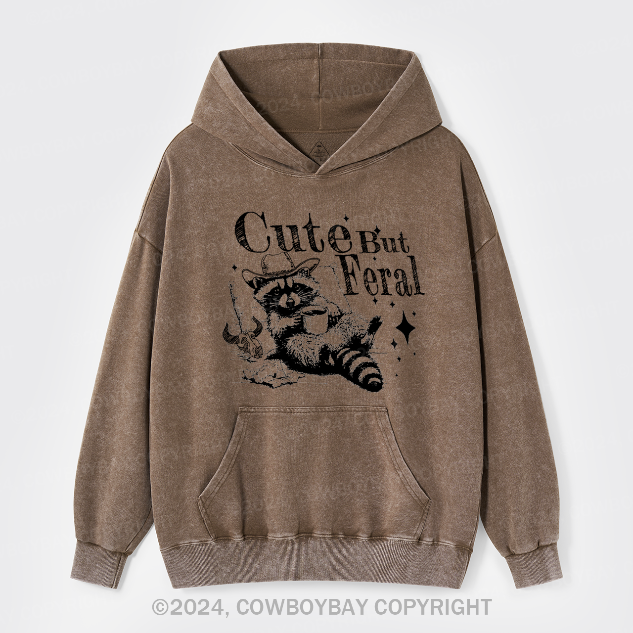 Cute But Feral Raccoon Garment-Dye Hoodies