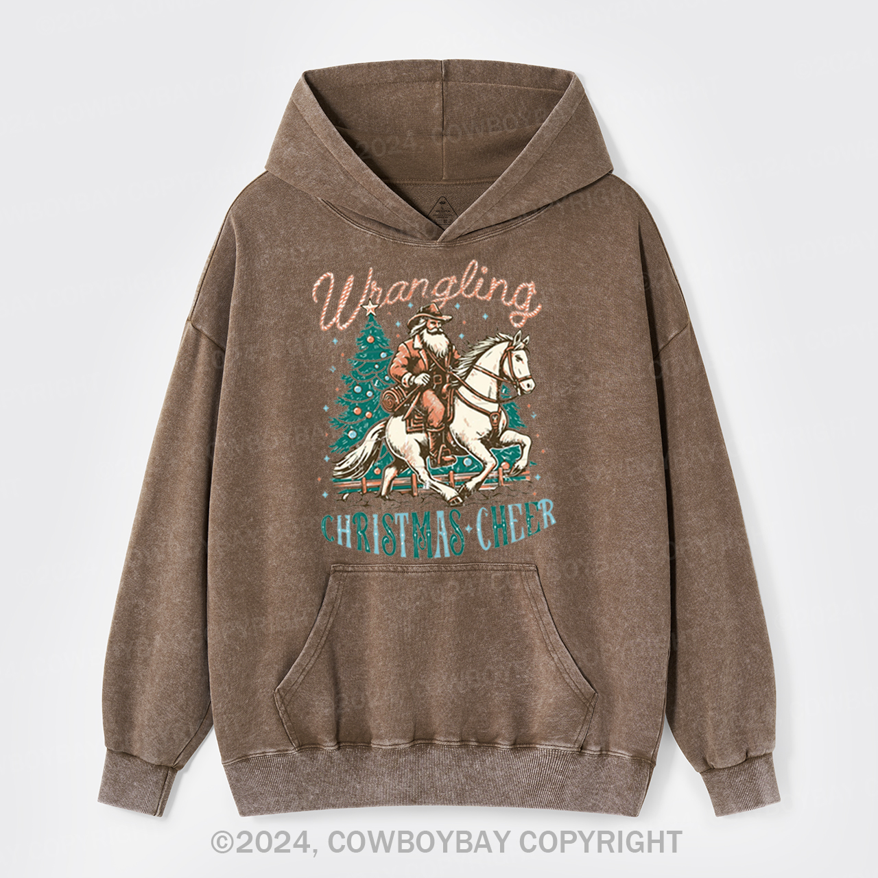 Western Christmas Santa Garment-Dye Hoodies