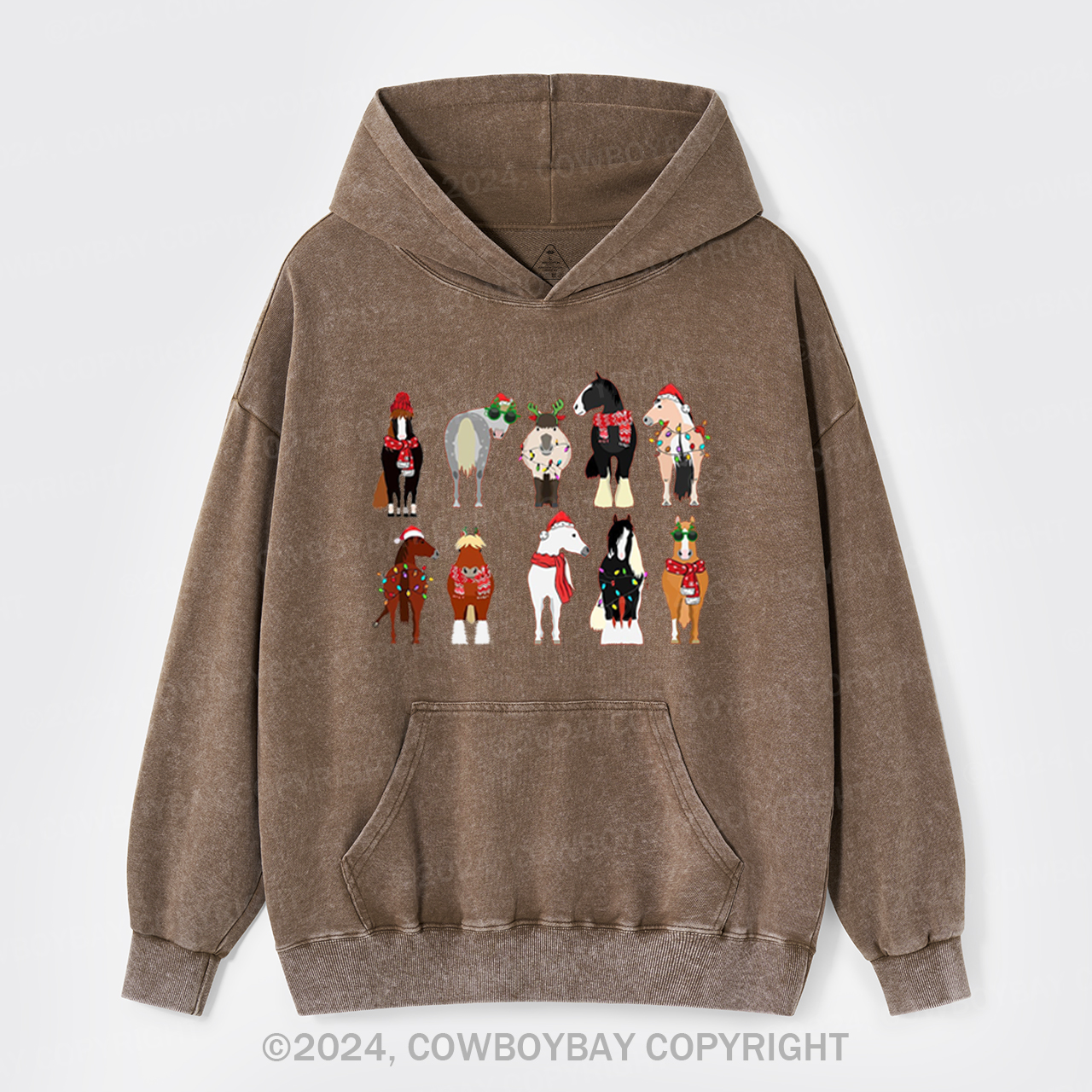 Christmas Farm Animals Garment-Dye Hoodies
