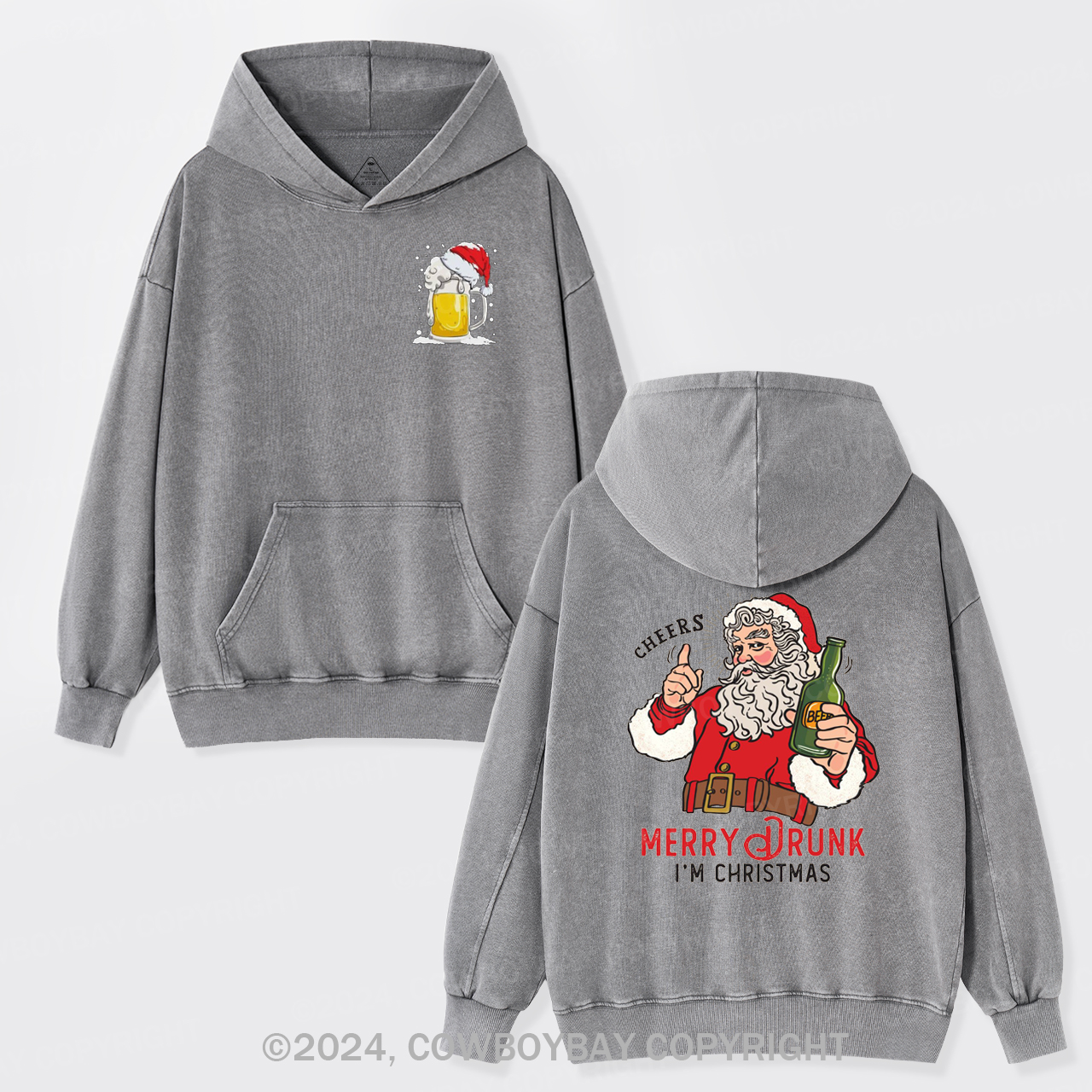Merry Drunk,I'm Christmas-Santa Garment-Dye Hoodies