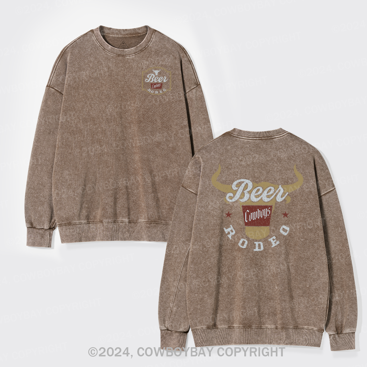 New Beer Rodeo Cowboys Washed Sweatshirts