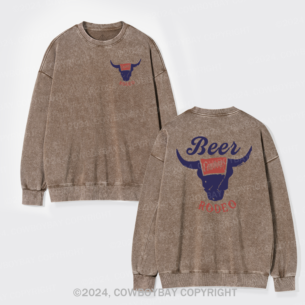 Retro Beer Rodeo Inspired Washed Sweatshirts