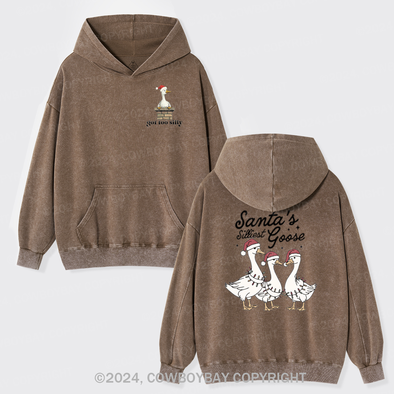 Santa's Silliest Goose Garment-Dye Hoodies