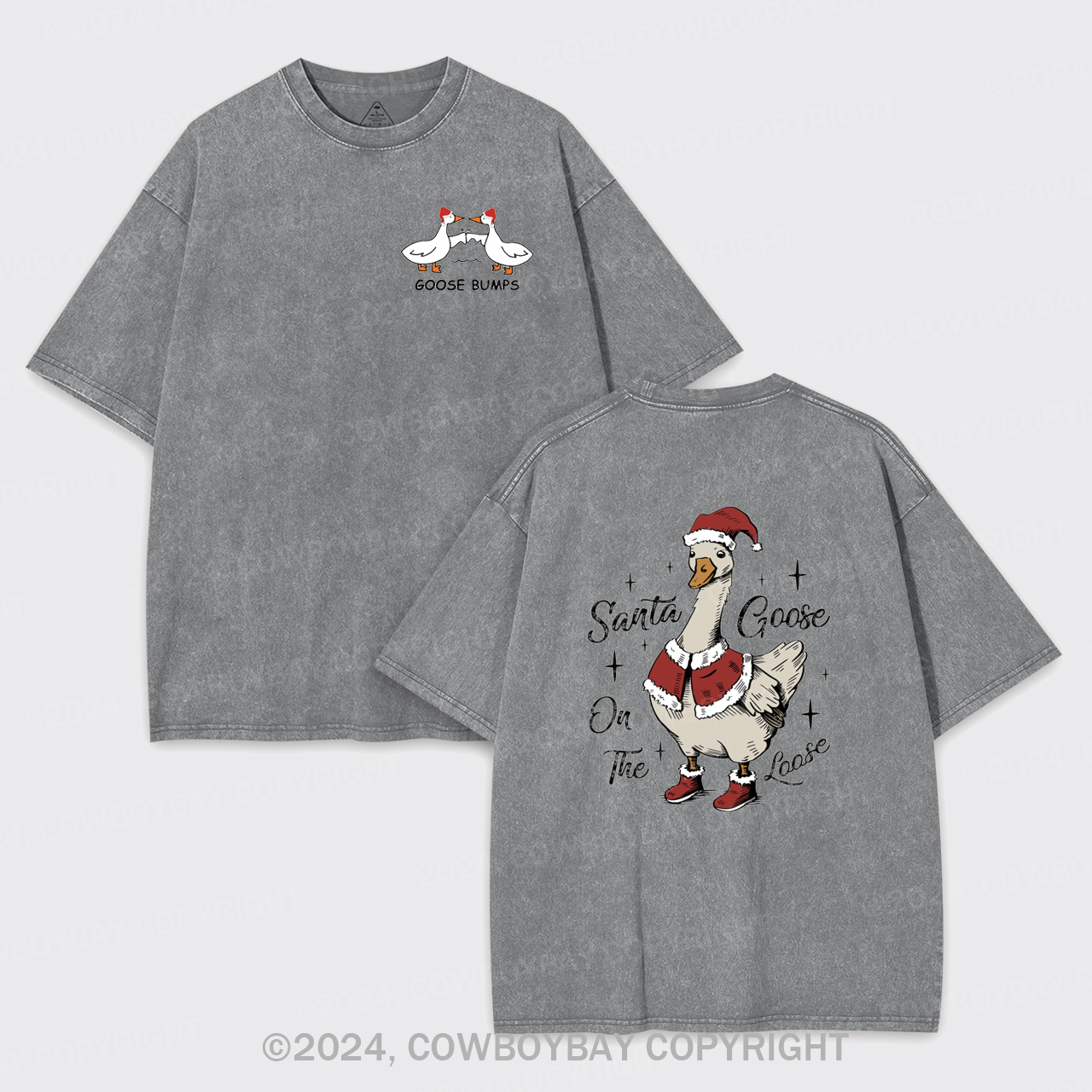 Santa Goose On The Loose Garment-dye Tees