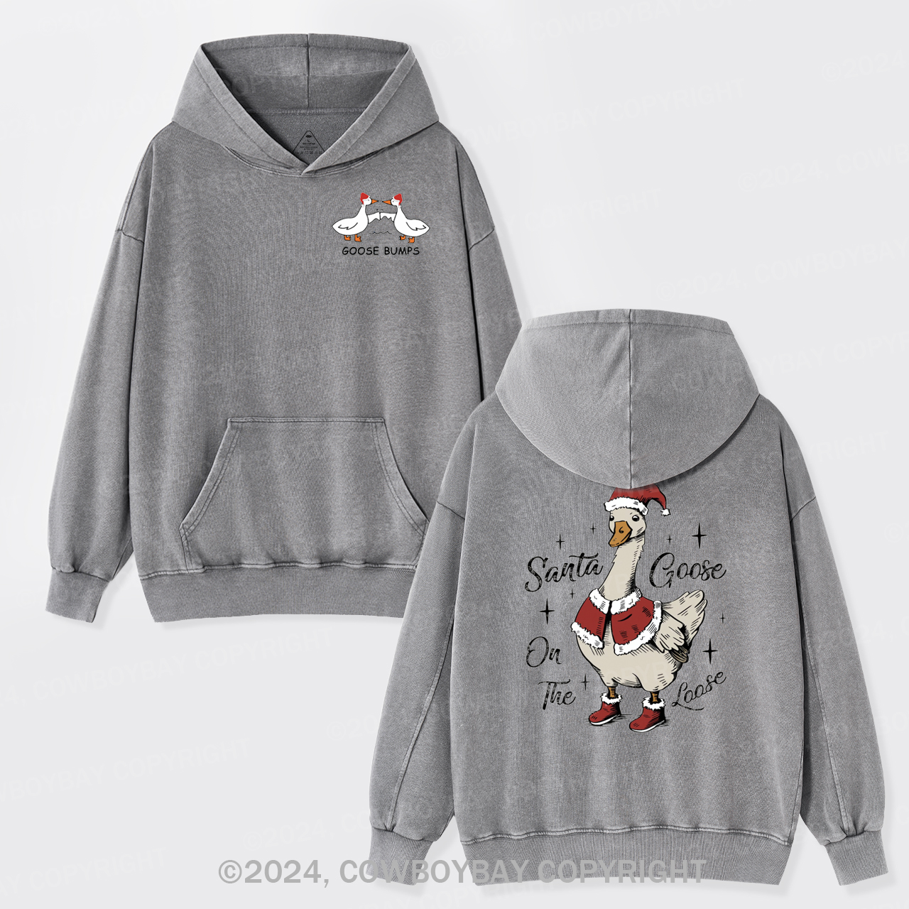 Santa Goose On The Loose Garment-Dye Hoodies