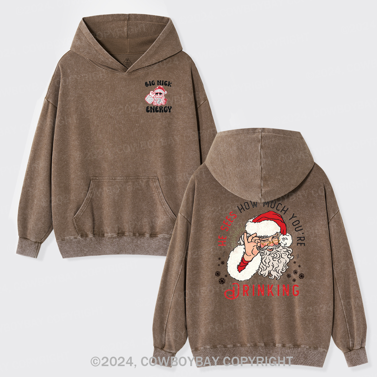 He Sees How Much You're Drinking Garment-Dye Hoodies