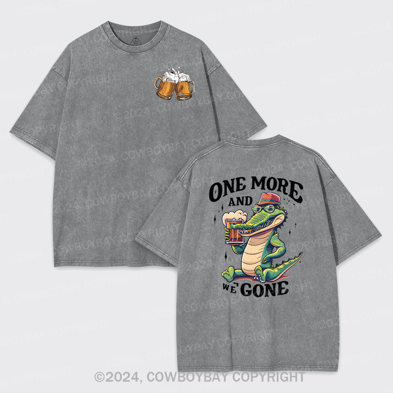 A Crocodile Drinking Beer Garment-dye Tees