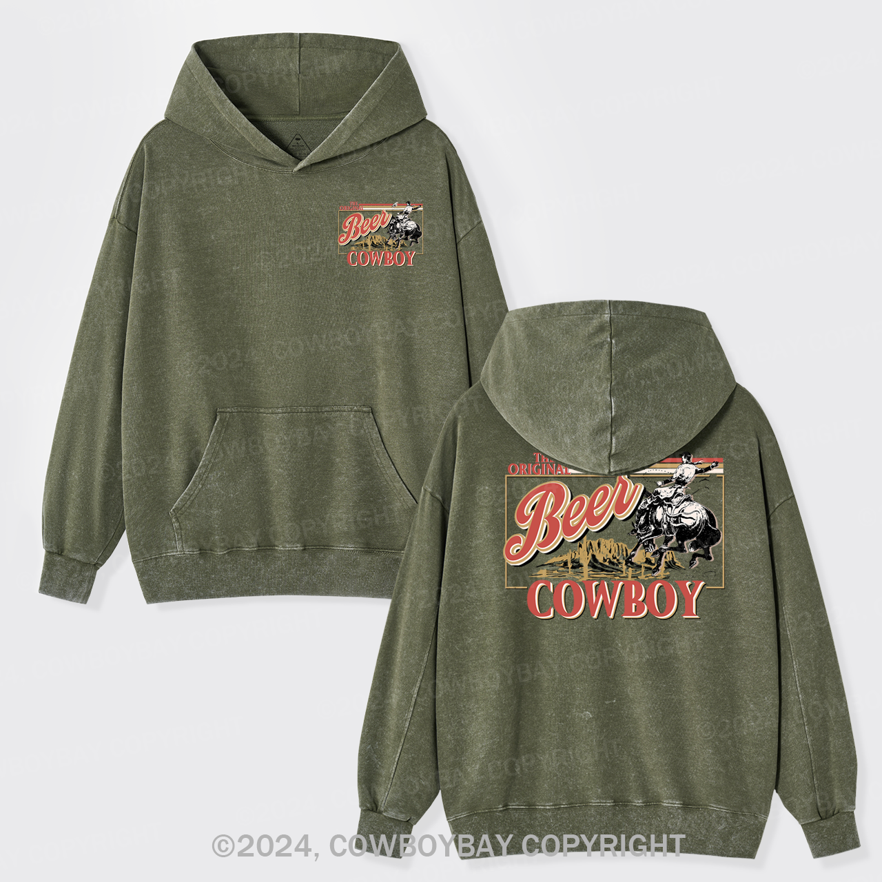 The Original Cowboy Men's Beer Garment-Dye Hoodies
