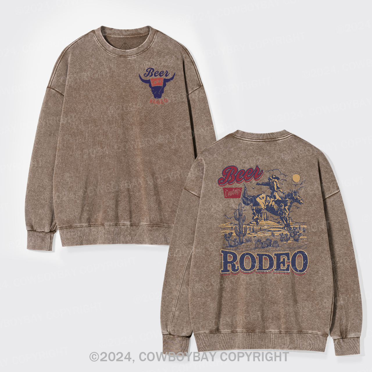 Beer Vintage Vibe Cowboy Washed Sweatshirts