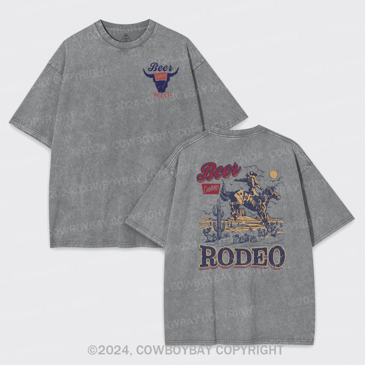 Beer Vintage Vibe Cowboy Garment-dye Tees