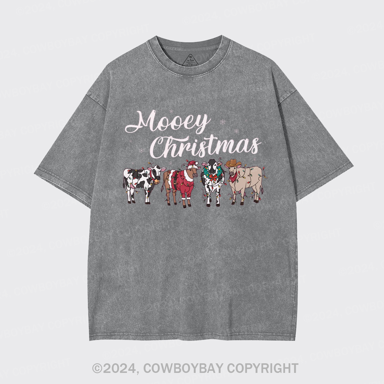 Farm Christmas Cow Garment-dye Tees