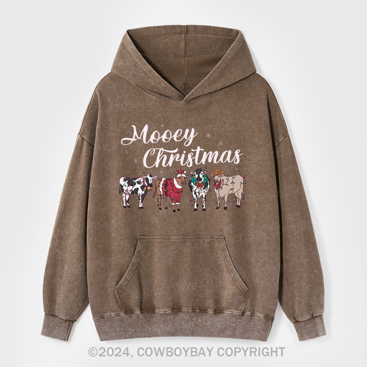 Farm Christmas Cow Garment-Dye Hoodies